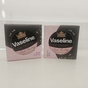 Vaseline Lip Therapy Pink Bubbly — 2 Pack Lip Tin 0.6 oz (New, Sealed)